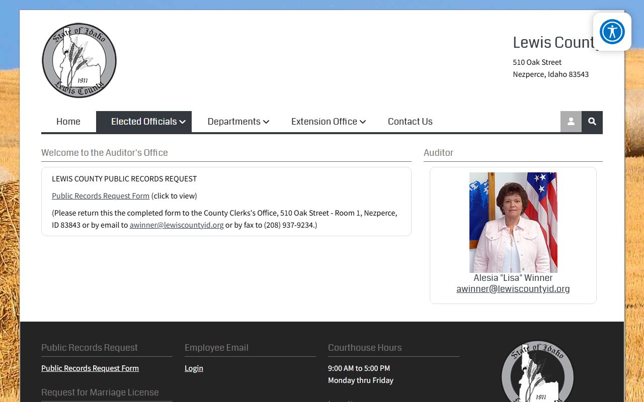 Lewis County Clerk of the District Court Auditor records office