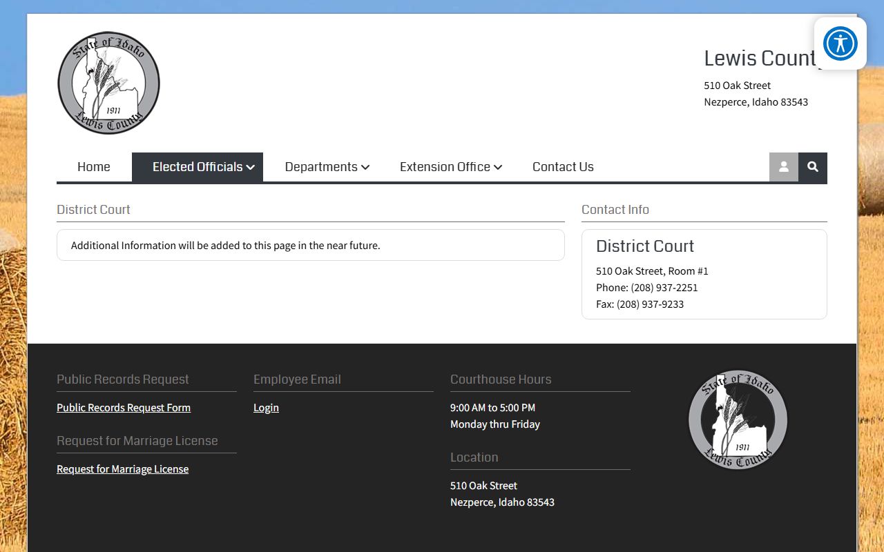 Lewis County Clerk of the District Court Room 1 contact