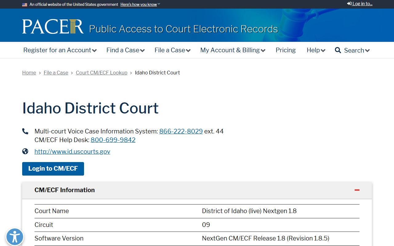 Lewis County arrest records court charges PACER District of Idaho source