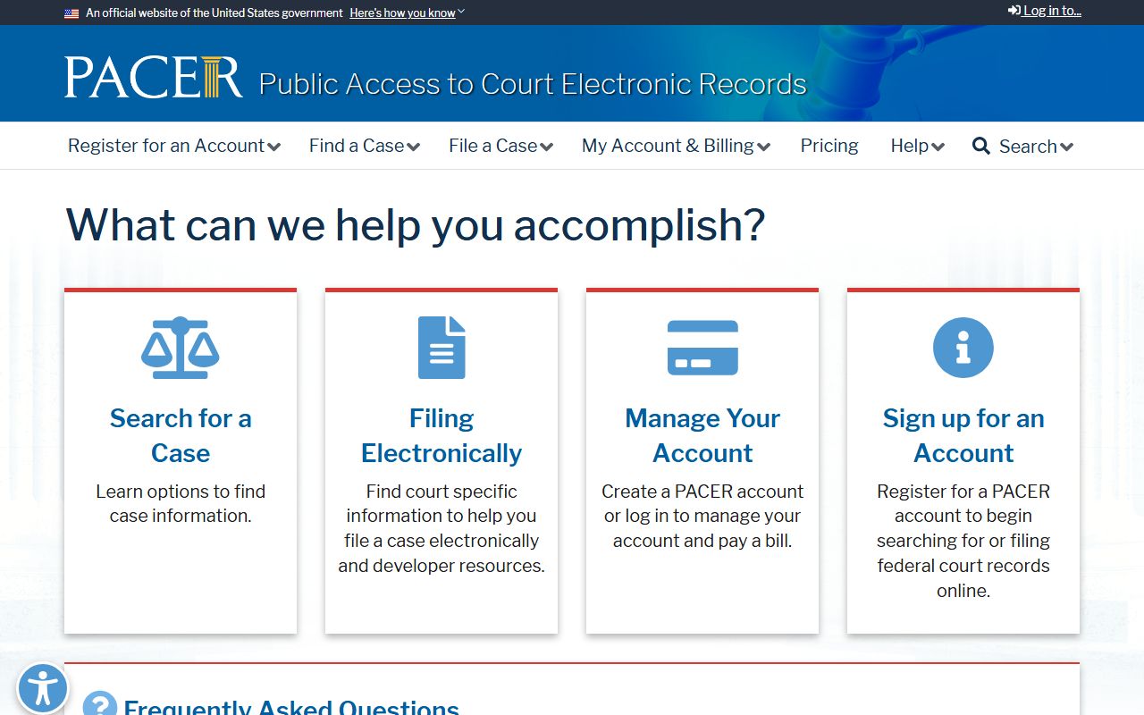 Lewis County court dockets PACER service center source