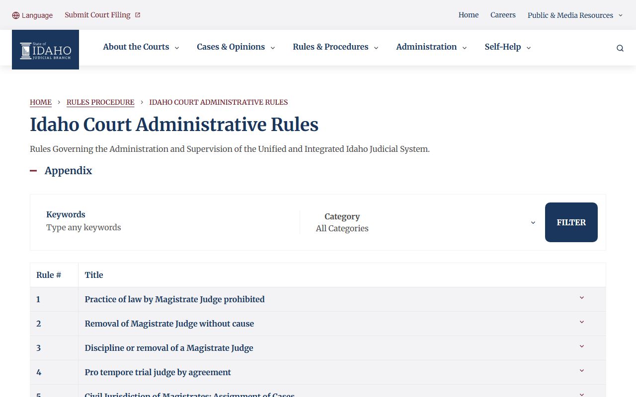 Lewis County court records Idaho Court Administrative Rules source