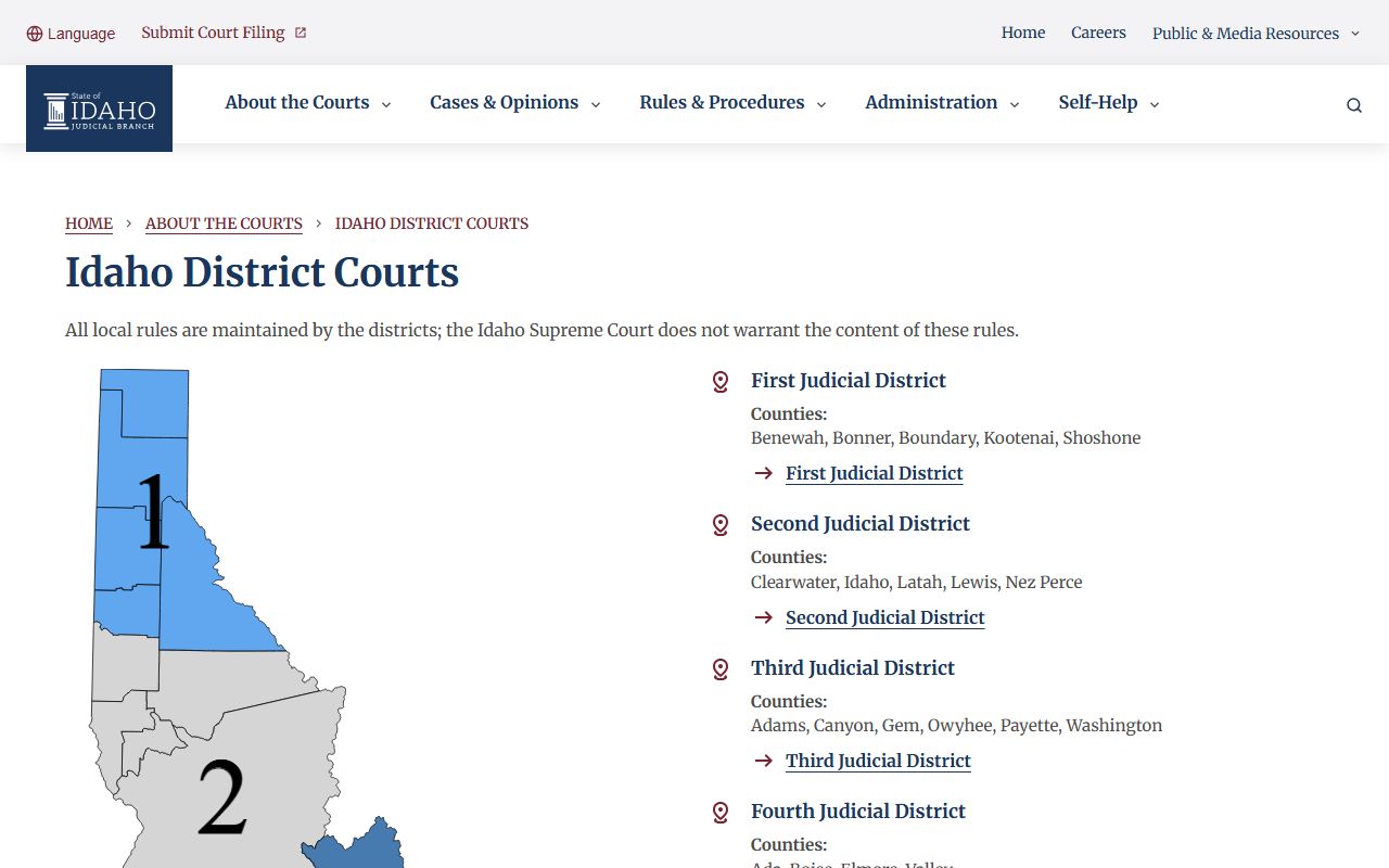 Lewis County court records Idaho District Courts source