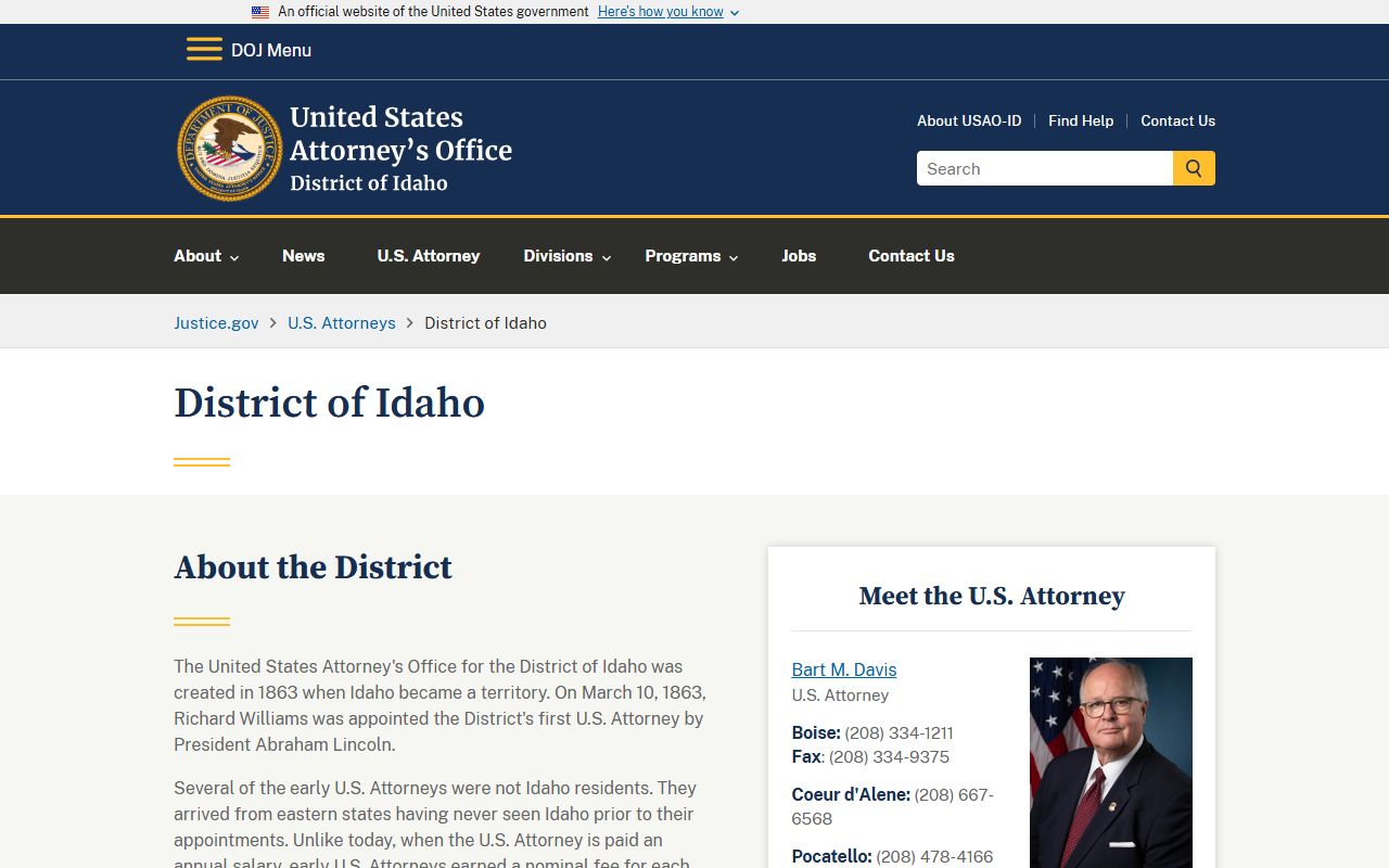 Lewis County criminal court records U.S. Attorney District of Idaho source