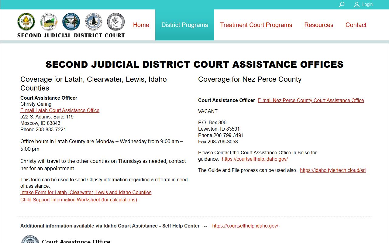 Lewis County District Court Assistance Office Second Judicial District