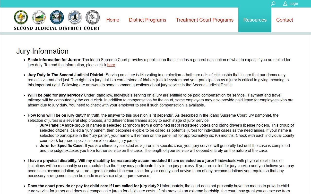 Lewis County District Court Second Judicial District jury information