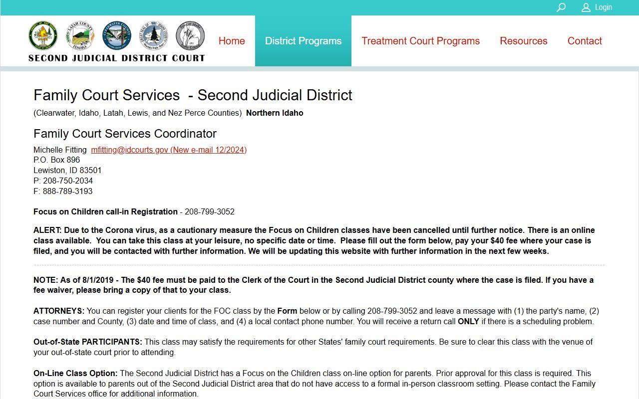 Lewis County District Court Second Judicial District Family Court Services