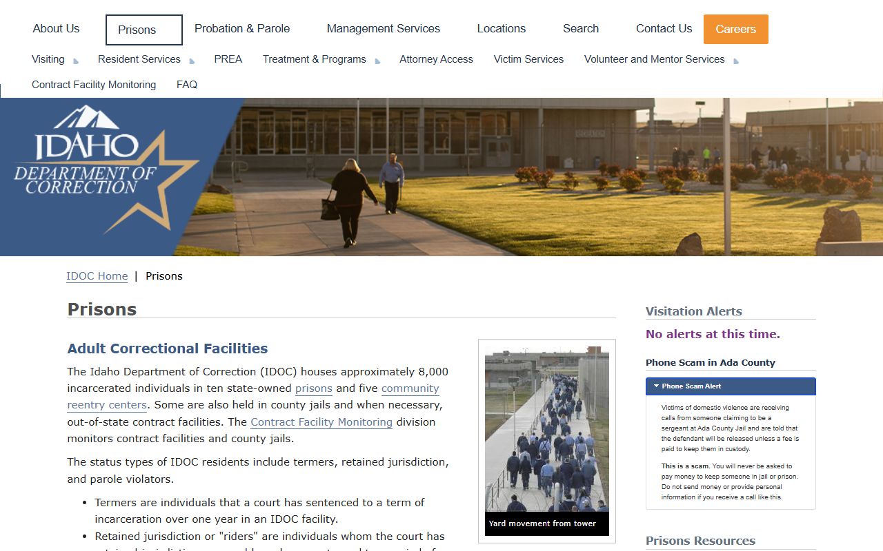 Lewis County inmate records and Idaho Department of Correction prisons