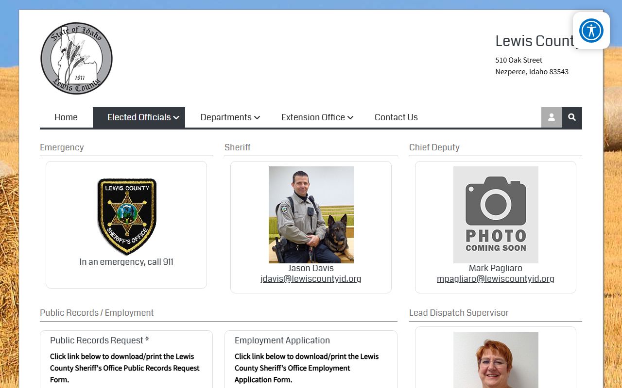 Lewis County inmate records and Lewis County Sheriff office page
