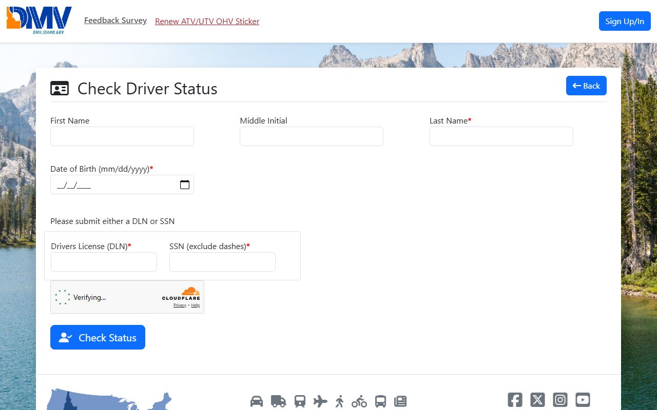 Lewis County traffic court records and Idaho DMV check driver status