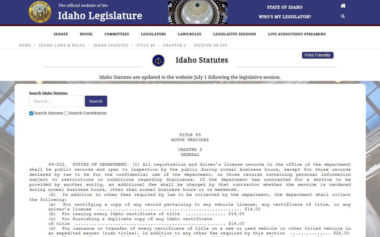 Lewis County traffic court records and Idaho Code 49-202 driver record access