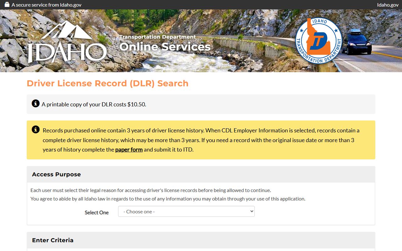 Lewis County traffic court records and Idaho driver license record search