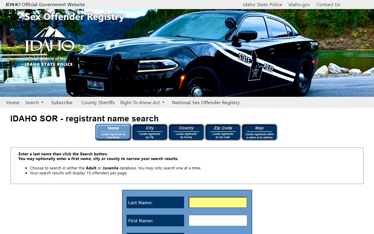 Lewis County warrant records and Idaho sex offender registry name search